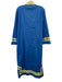Sail To Sable Size L Blue & Yellow Cotton Caftan Maxi Embroidered Design Dress Blue & Yellow / L