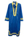 Sail To Sable Size L Blue & Yellow Cotton Caftan Maxi Embroidered Design Dress Blue & Yellow / L
