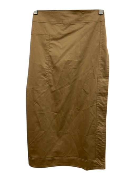 Ann Mashburn Size XL Tan Cotton Sateen Wrap Midi Skirt Tan / XL