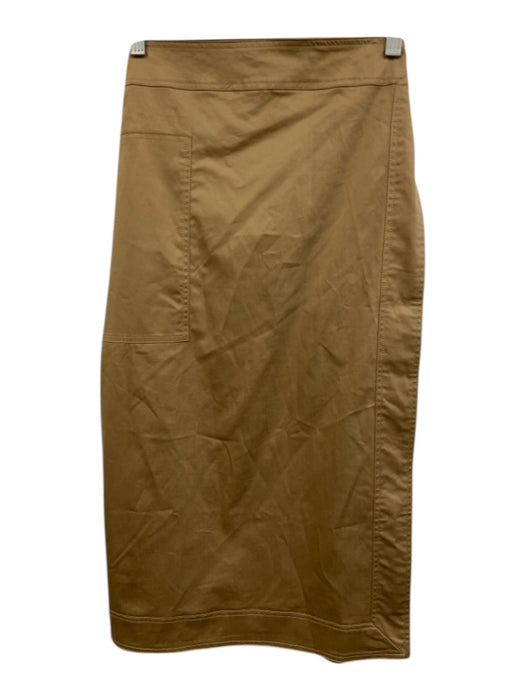 Ann Mashburn Size XL Tan Cotton Sateen Wrap Midi Skirt Tan / XL