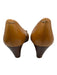 Tory Burch Shoe Size 9 Brown Leather Wedge Wood Logo Pumps Brown / 9