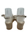 Paige Shoe Size 9.5 White & Brown Leather Wedge Raffia Strappy Sandals White & Brown / 9.5