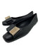 Ferragamo Shoe Size 9.5 Black Leather GHW Bow Detail Square Toe Slip On Flats Black / 9.5