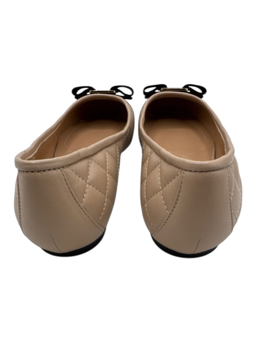 Salvatore Ferragamo Shoe Size 9 Beige & Black Leather Quilted Patent Toe Flats Beige & Black / 9