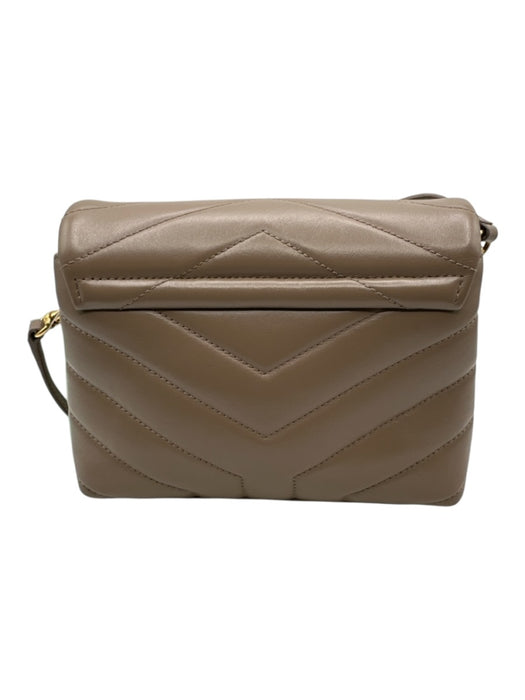 Saint Laurent Beige Leather Gold Tone Hardware Quilted Chevron Bag Beige