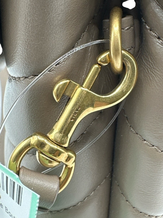 Saint Laurent Beige Leather Gold Tone Hardware Quilted Chevron Bag Beige
