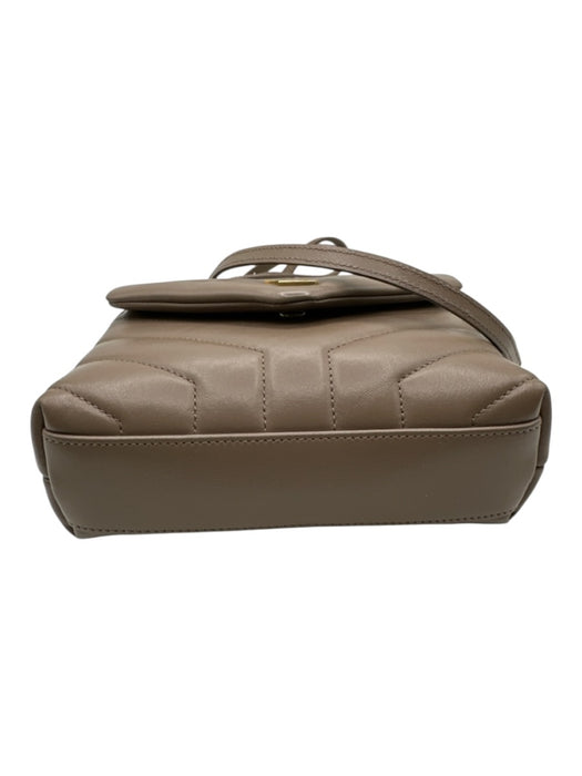 Saint Laurent Beige Leather Gold Tone Hardware Quilted Chevron Bag Beige