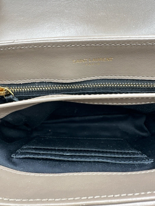 Saint Laurent Beige Leather Gold Tone Hardware Quilted Chevron Bag Beige