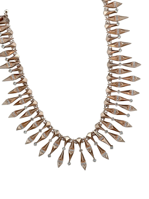 Kendra Scott Rose Gold Metal Rhinestone Detail Statement Geometric Necklace Rose Gold