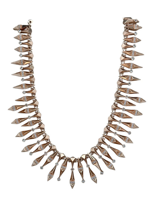 Kendra Scott Rose Gold Metal Rhinestone Detail Statement Geometric Necklace Rose Gold
