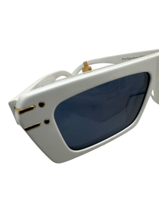 Christian Dior White Acetate Tinted Lens Rectangle Slim Flat Top Sunglasses White