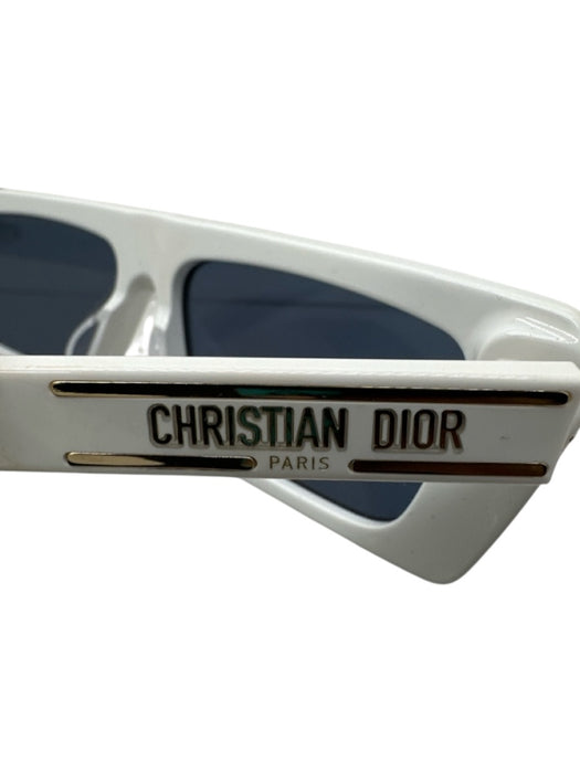 Christian Dior White Acetate Tinted Lens Rectangle Slim Flat Top Sunglasses White
