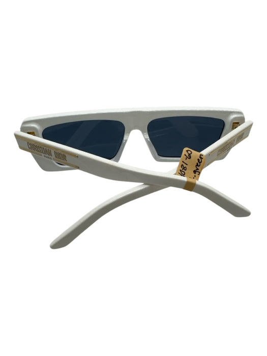 Christian Dior White Acetate Tinted Lens Rectangle Slim Flat Top Sunglasses White