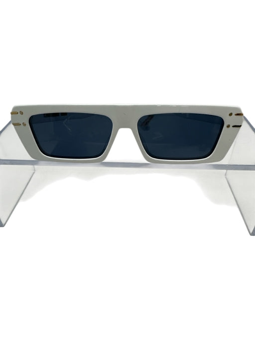 Christian Dior White Acetate Tinted Lens Rectangle Slim Flat Top Sunglasses White