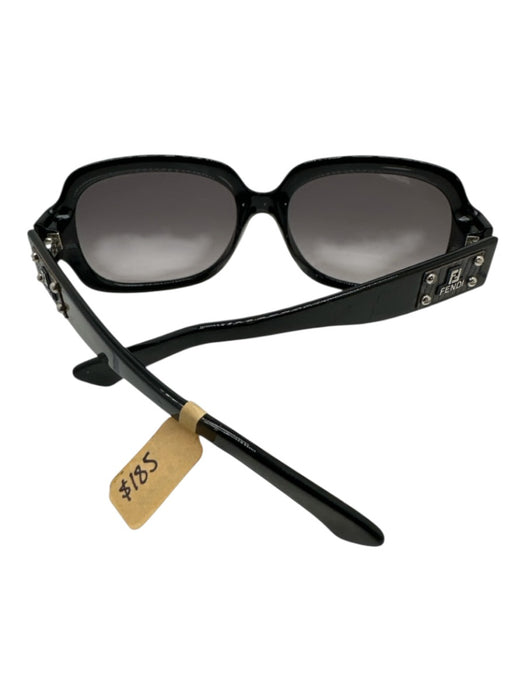 Fendi Black Acetate Gradient Lens Round Rectangular Oversized Sunglasses Black