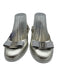 Salvatore Ferragamo Shoe Size 9 Silver Leather Upper Bow detail Metallic Flats Silver / 9