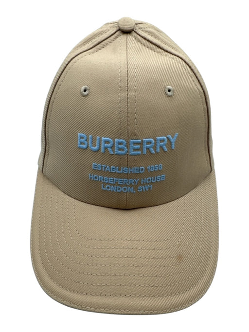 Burberry Beige & Baby Blue Cotton Baseball Embroidered Logo Adjustable Hat Beige & Baby Blue / L