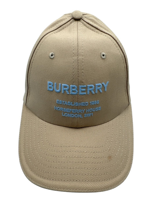 Burberry Beige & Baby Blue Cotton Baseball Embroidered Logo Adjustable Hat Beige & Baby Blue / L
