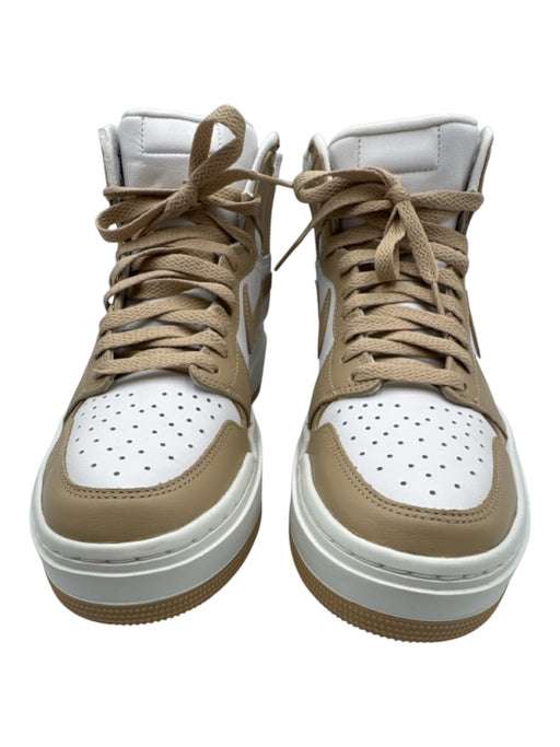 Air Jordan Shoe Size 9.5 White & Beige Leather High Top Color Block Sneakers White & Beige / 9.5