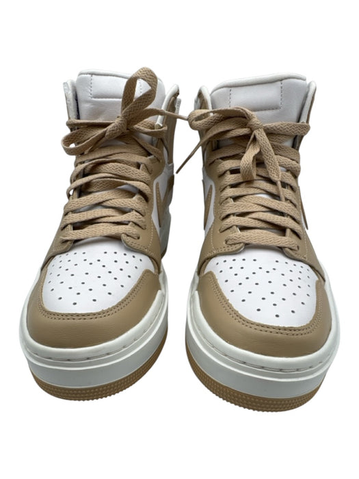 Air Jordan Shoe Size 9.5 White & Beige Leather High Top Color Block Sneakers White & Beige / 9.5