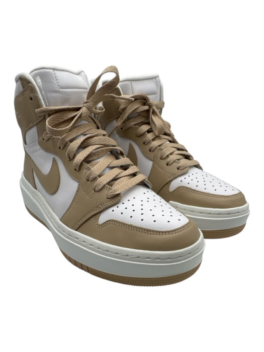 Air Jordan Shoe Size 9.5 White & Beige Leather High Top Color Block Sneakers White & Beige / 9.5