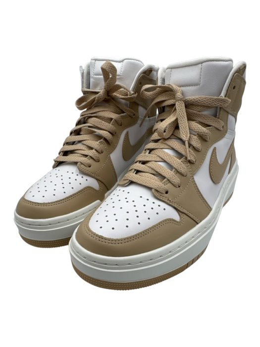 Air Jordan Shoe Size 9.5 White & Beige Leather High Top Color Block Sneakers White & Beige / 9.5