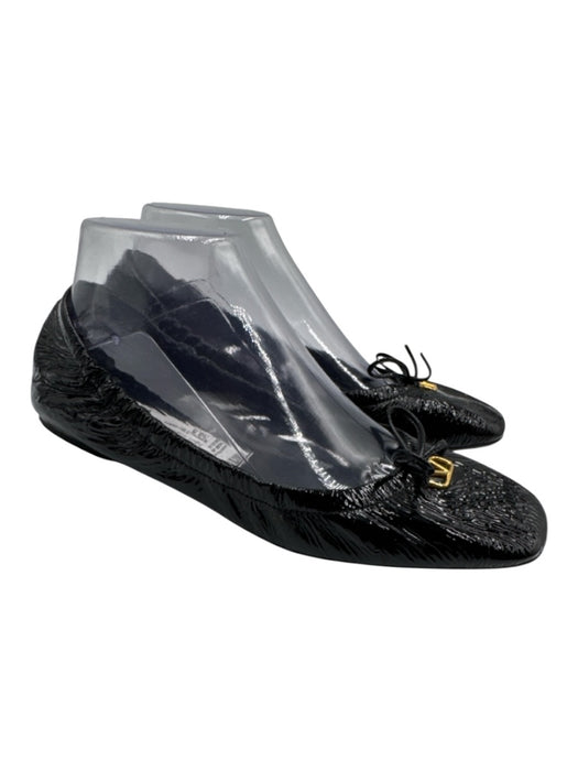 Valentino Garavani Shoe Size 39.5 Black Patent Leather Bow detail Logo Flats Black / 39.5