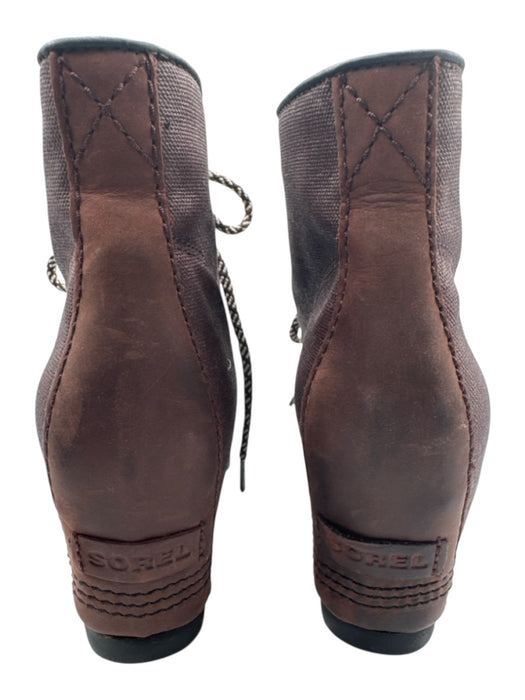 Sorel Shoe Size 9.5 Brown Leather Upper Round Toe Fabric & Color Block Boots Brown / 9.5
