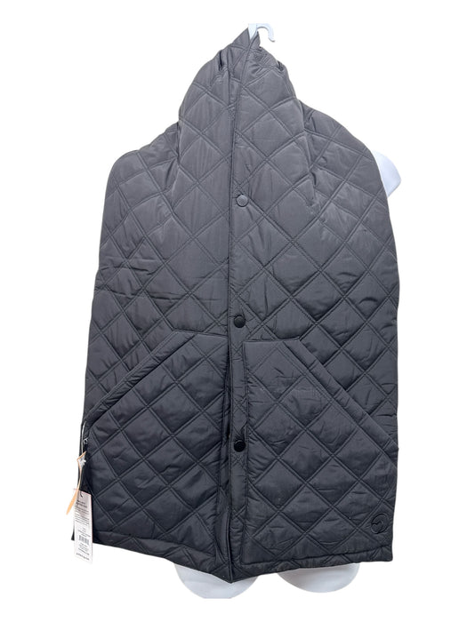 Puffer Hug Black Nylon Snap Button Quilted Rectangle Pockets scarf Black / One Size