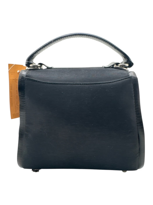 Kieselstein-Cord Black Nylon Leather trim Flap Crocodile Silver hardware Bag Black / Mini