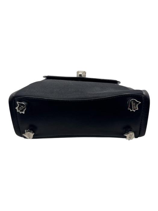 Kieselstein-Cord Black Nylon Leather trim Flap Crocodile Silver hardware Bag Black / Mini