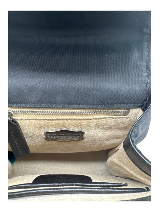 Kieselstein-Cord Black Nylon Leather trim Flap Crocodile Silver hardware Bag Black / Mini