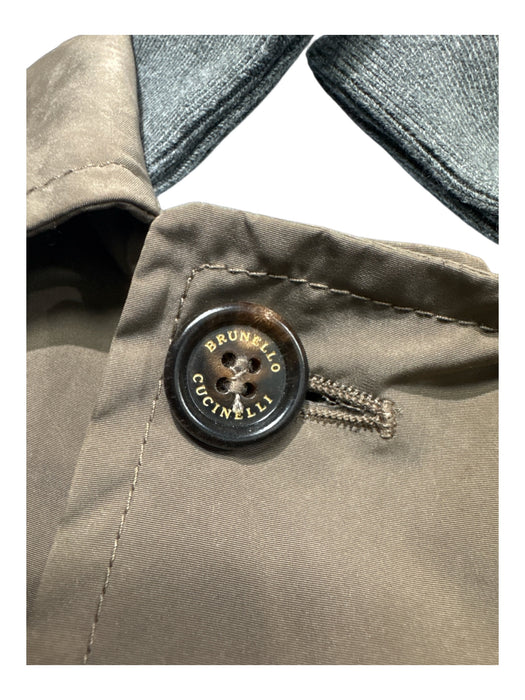 Brunello Cucinelli Size 54 Dark Tan Cotton Blend Solid Zip UP Men's Jacket Dark Tan / 54