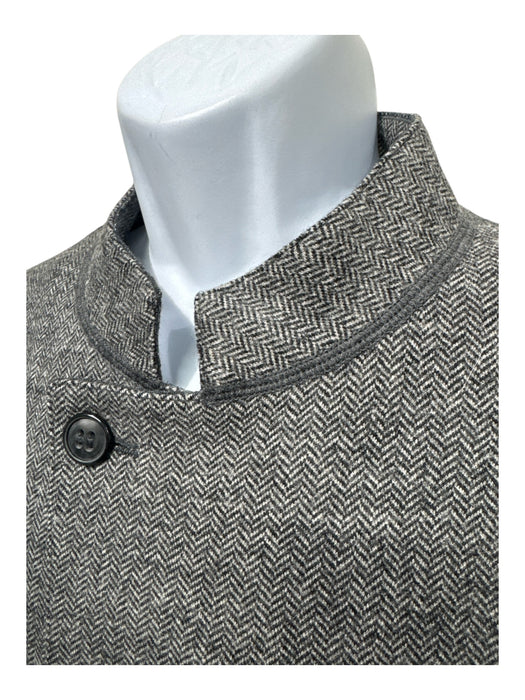 Armani NWT Size 58 Gray Wool Blend Herringbone Mandarin Collar Men's Jacket Gray / 58