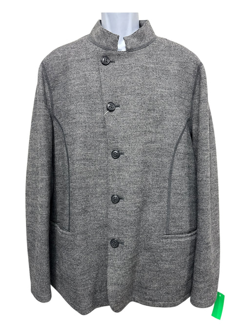 Armani NWT Size 58 Gray Wool Blend Herringbone Mandarin Collar Men's Jacket Gray / 58