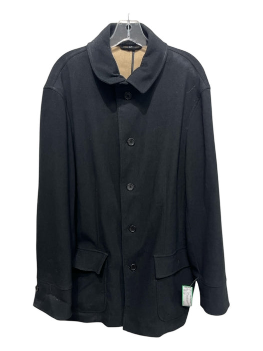 Armani AS IS - Stained Size 42 Black Cotton Blend Solid Coat Men's Jacket Black / 42