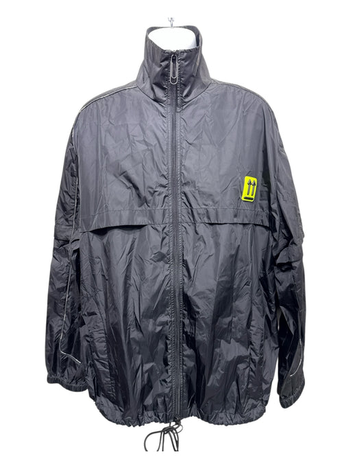 Off White Size L Black Synthetic Solid Windbreaker Zip Up Men's Jacket Black / L