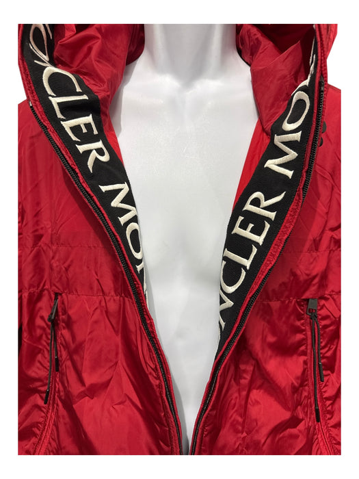 Moncler Size 5 Red Synthetic Solid Windbreaker Zip Up Men's Jacket Red / 5