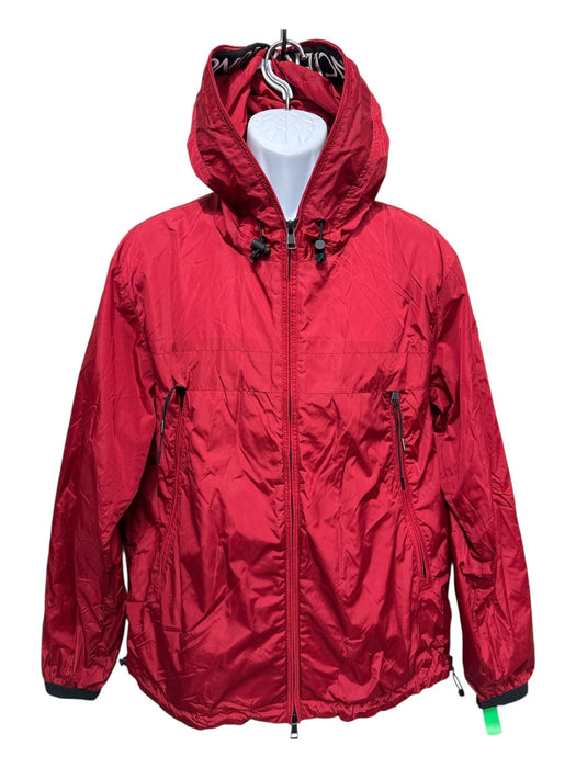 Moncler Size 5 Red Synthetic Solid Windbreaker Zip Up Men's Jacket Red / 5