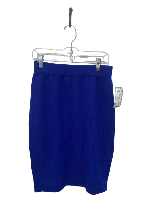 St John Collection Size 2 Blue Wool Blend Elastic Waist Knit Pencil Skirt Blue / 2