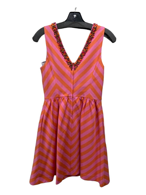 Lilly Pulitzer Size 2 Pink & Orange Cotton Blend Striped V Neck & Back Dress Pink & Orange / 2