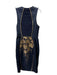 Katherine Kidd Size 8 Black Navy Gold Silk Blend Round Neck Sleeveless Dress Black Navy Gold / 8