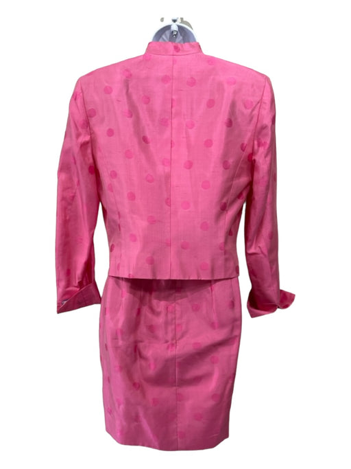 Worth Size 4 Pink Silk Polka Dots Strapless Jacket Knee length Skirt Set Pink / 4