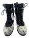 Overland Shoe Size 38 White & Black Cowhide Ponyhair Animal Print Laces Boots White & Black / 38