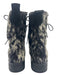 Overland Shoe Size 38 White & Black Cowhide Ponyhair Animal Print Laces Boots White & Black / 38