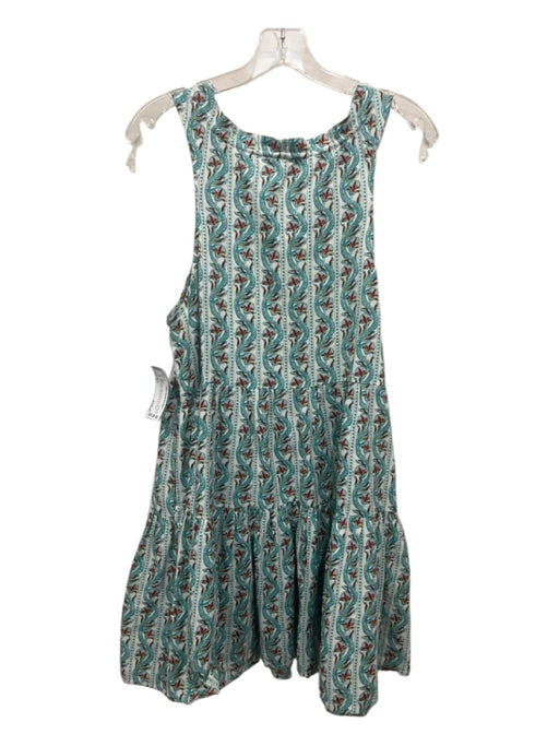 Omika Size S White, Blue, Multi Cotton Abstract Floral Sleeveless V Neck Dress White, Blue, Multi / S