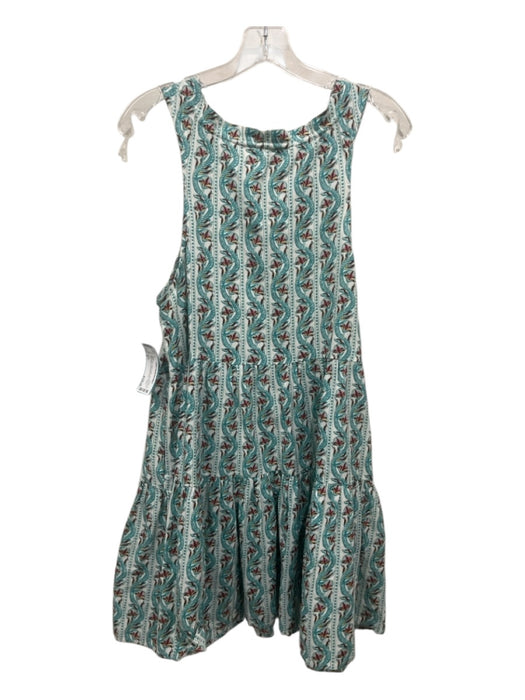 Omika Size S White, Blue, Multi Cotton Abstract Floral Sleeveless V Neck Dress White, Blue, Multi / S