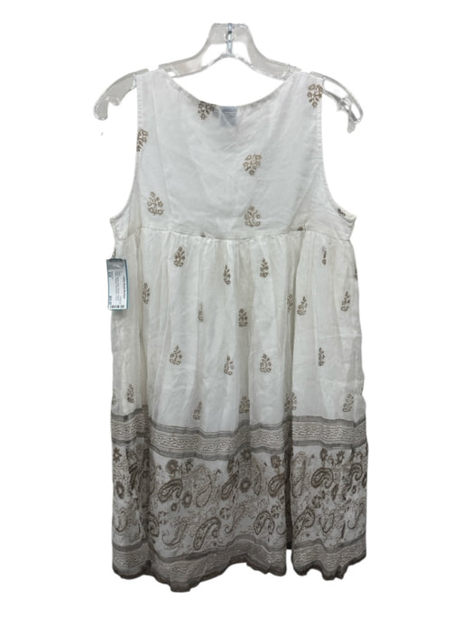 Tajmahal Size S/M White, Brown, Gray Viscose Floral & Paisley Beaded Dress White, Brown, Gray / S/M