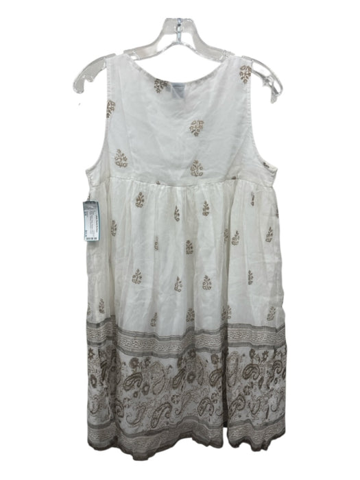 Tajmahal Size S/M White, Brown, Gray Viscose Floral & Paisley Beaded Dress White, Brown, Gray / S/M