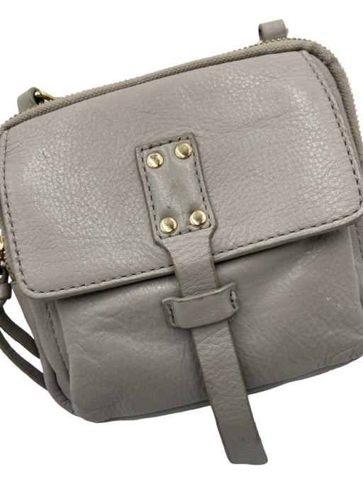 Kooba Gray Leather Crossbody Top Zip Gold Hardware Bag Gray / XS